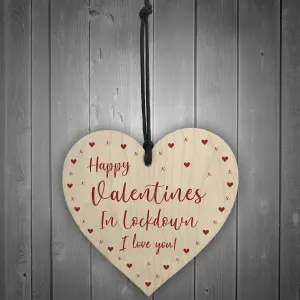 Happy Valentines In Lockdown Gift For Boyfriend Girlfriend Him Her Wooden Heart