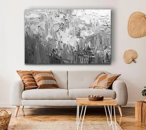 Black And White Acrylic Textures Canvas Print Wall Art - Medium 20 x 32 Inches