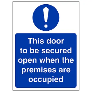 Secured When Occupied Door Sign - Self Adhesive Vinyl - 100x150mm (x3)