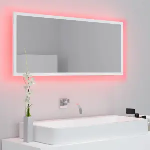 Berkfield LED Bathroom Mirror White 100x8.5x37 cm Engineered Wood