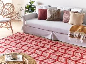 Cotton Area Rug 140 x 200 cm Red SIVAS