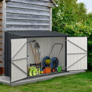 COSTWAY 193 x 86 CM Metal Outdoor Storage Shed All-Weather Garden Storage House w/ Lockable Door