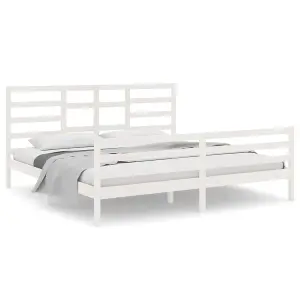 Berkfield Bed Frame White Solid Wood 200x200 cm