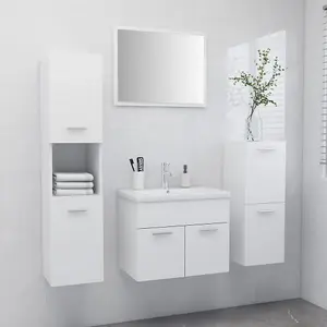 Berkfield Bathroom Furniture Set White Engineered Wood