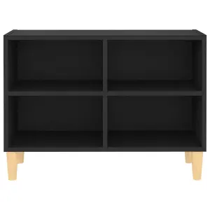 Berkfield TV Cabinet with Solid Wood Legs Black 69.5x30x50 cm