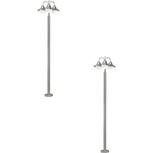 2 PACK IP44 Outdoor Bollard Light Stainless Steel 60W E27 Driveway Lamp Post