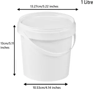 Plastic Buckets Tubs White  Tamper Evident Lids  100 buckets 1L