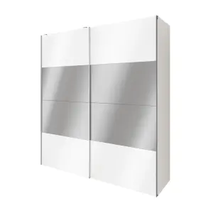 GoodHome Atomia White Particle board Mirrored Wardrobe (H)2250mm (W)2000mm (D)655mm