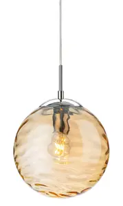 Luminosa Mercury Globe Pendant Light Chrome with Amber Glass