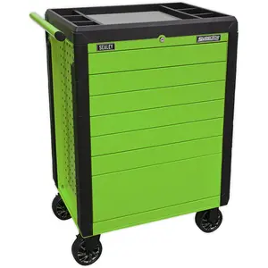 High-Visibility Green 7 Drawer Portable Tool Chest - 702 x 477 x 993mm