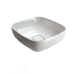 Basin Sink Countertop Cloakroom Ceramic Bowl Bathroom Square White 400mm