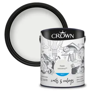 Crown Walls & Ceilings Matt Emulsion Paint Fresh Coconut - 5L