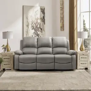 Comfy Living Reclining Fabric Sofa Set In Light Grey - 3 Piece, 2 Piece