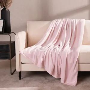 Brentfords Ultra Soft Blanket Throw Warm Flannel Fleece - Blush, 120 x 150 cm