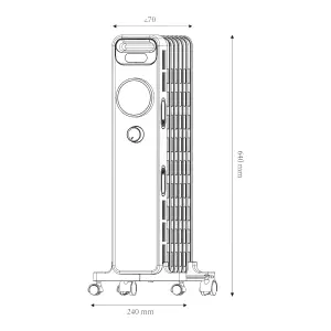 GoodHome Tekapo 1500W White Oil-filled radiator