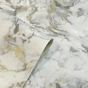 Arthouse Bahia Marble Mono Gold Wallpaper