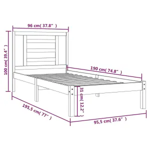 Berkfield Bed Frame Solid Wood Pine 90x190 cm 3FT Single