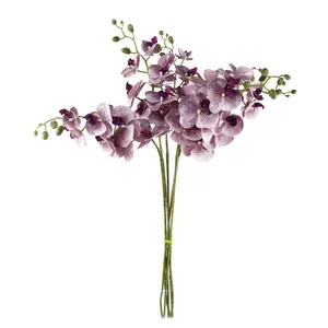 Pack of 6 x 100cm Artificial Phalaenopsis Orchid Purple Stem