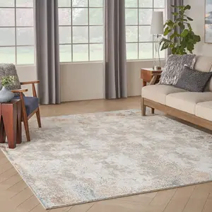 Cream Multi Abstract Modern Rug Easy to clean Living Room and Bedroom-69 X 229cmcm (Runner)