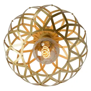 Lucide Wolfram Modern Flush Ceiling Light 30cm - 1xE27 - Matt Gold, Brass