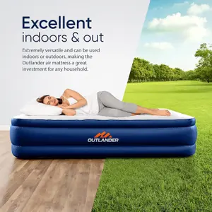 Double Raised Airbed Mattress W/ Built in Pump For Camping Hiking Guest Home