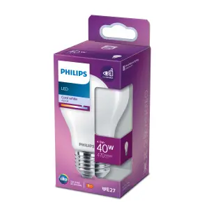 Philips Classic E27 4.5W 470lm Frosted A60 Cool white LED Light bulb