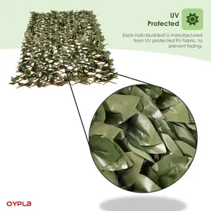 Oypla Artificial Ivy Leaf Willow Trellis Expandable Privacy Fence Screen 1m x 2m