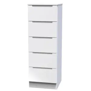 Milan Ready assembled White 5 Drawer Bedside chest (H)1067mm (W)370mm (D)390mm