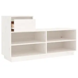 Berkfield Shoe Cabinet White 110x34x61 cm Solid Wood Pine