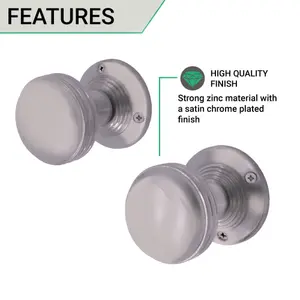 EAI - Ringed Mortice Turned Lined Door Knob Set Satin Chrome