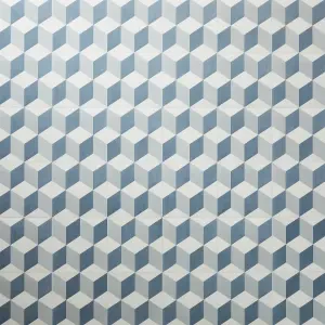 GoodHome Poprock Blue Geometric Mosaic effect Vinyl tile, 1.3m²