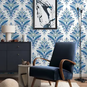 Galerie Mulberry Tree Blue Floral Leaf Wallpaper Roll