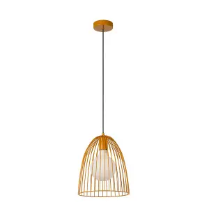 Lucide Macarons Retro Pendant Light 24.5cm- 1xE27 - Ocher Yellow