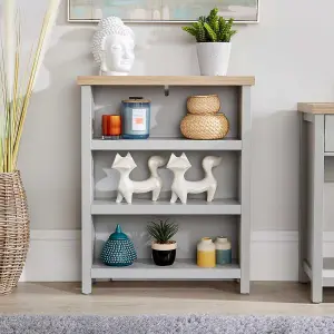 Home Source Avon Low 3 Shelves Bookcase Storage Unit Grey