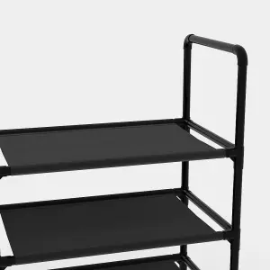 3-Tier Large Open-Style Shoe Rack in Black, Assembly Required