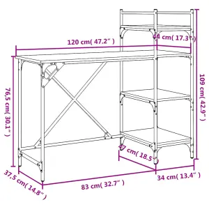 Berkfield Computer Desk with Shelves Black 120x47x109 cm