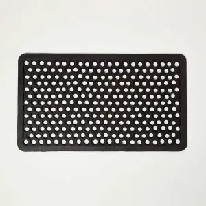 Homescapes Set of 2 Honeycomb Black Rubber Door Mats 75 x 45 cm