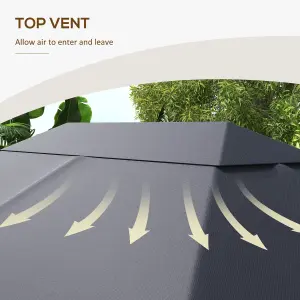 Outsunny 3 x 4m Gazebo Canopy Replacement Gazebo Roof Cover, Dark Grey