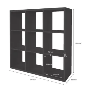 GoodHome Mixxit Grey Freestanding 9 shelf Cube Shelving unit, (H)1080mm (W)1081mm