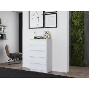 Tonya 5 Drawer 70cm Chest of Drawers White