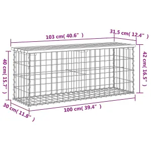 Berkfield Garden Bench Gabion Design 103x31.5x42 cm Solid Wood Pine