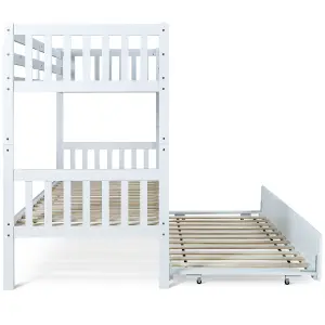 Essentials White Wooden Single 3ft Bunk Bed Frame With Underbed Trundle