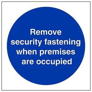 Remove Fastening When Occupied Sign - Rigid Plastic - 100x100mm (x3)