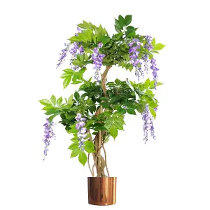 110cm Artificial Purple Blossom Tree with Copper Metal Planter