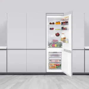 Beko ICQFD373 70:30 Integrated Frost free Fridge freezer - White