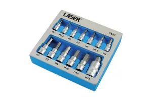 Laser Tools 7497 13pc Security Hex Socket Bit Set 1/4"D, 3/8"D, 1/2"D