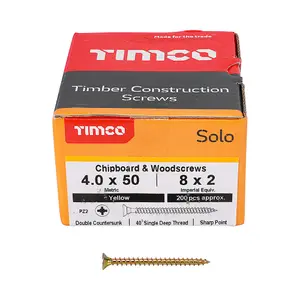 TIMCO Solo Countersunk Gold Woodscrews - 4.0 x 50 (200pcs)