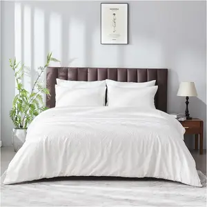 Super Soft Diamond Super King Duvet Set With Pillowcases, Warm & Cosy Geometric Comforter Cover,Reversible Duvet Cover Set White