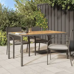 Berkfield Garden Table 150x90x75 cm Poly Rattan and Acacia Wood Grey