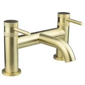 Premium Brushed Brass Thermostatic Shower Kit Basin & Bath Filler Mixer Tap Diamond Cut Handles